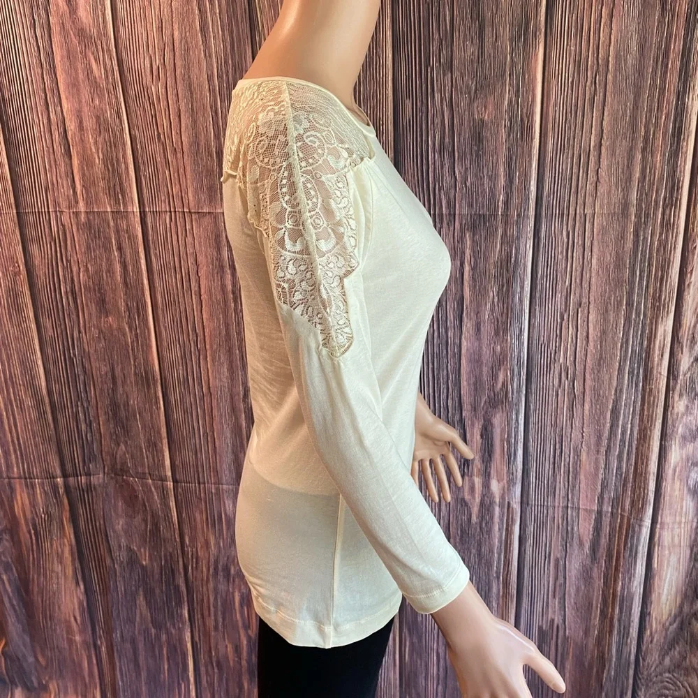 Banana Republic sz small white cream lace stretch bodycon quarter sleeve